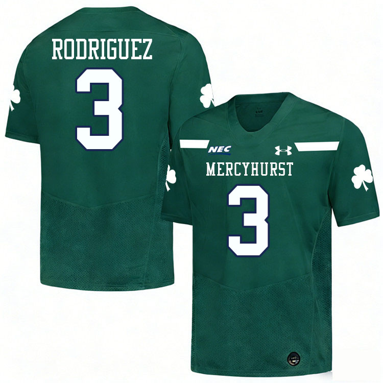 Mercyhurst Lakers #3 Ayron Rodriguez College Football Jerseys,Uniforms Stitched-Green
